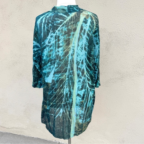 NIC + ZOE long cardigan sweater button down colorful knit blue green abstract 2X - Picture 4 of 14